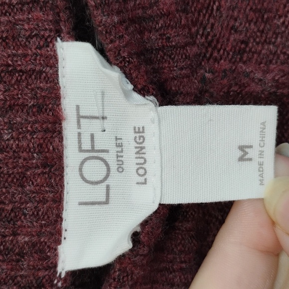 LOFT | Burgundy Oversized Short Sleeve Batwing Sweater | Women's M - Picture 2 of 3
